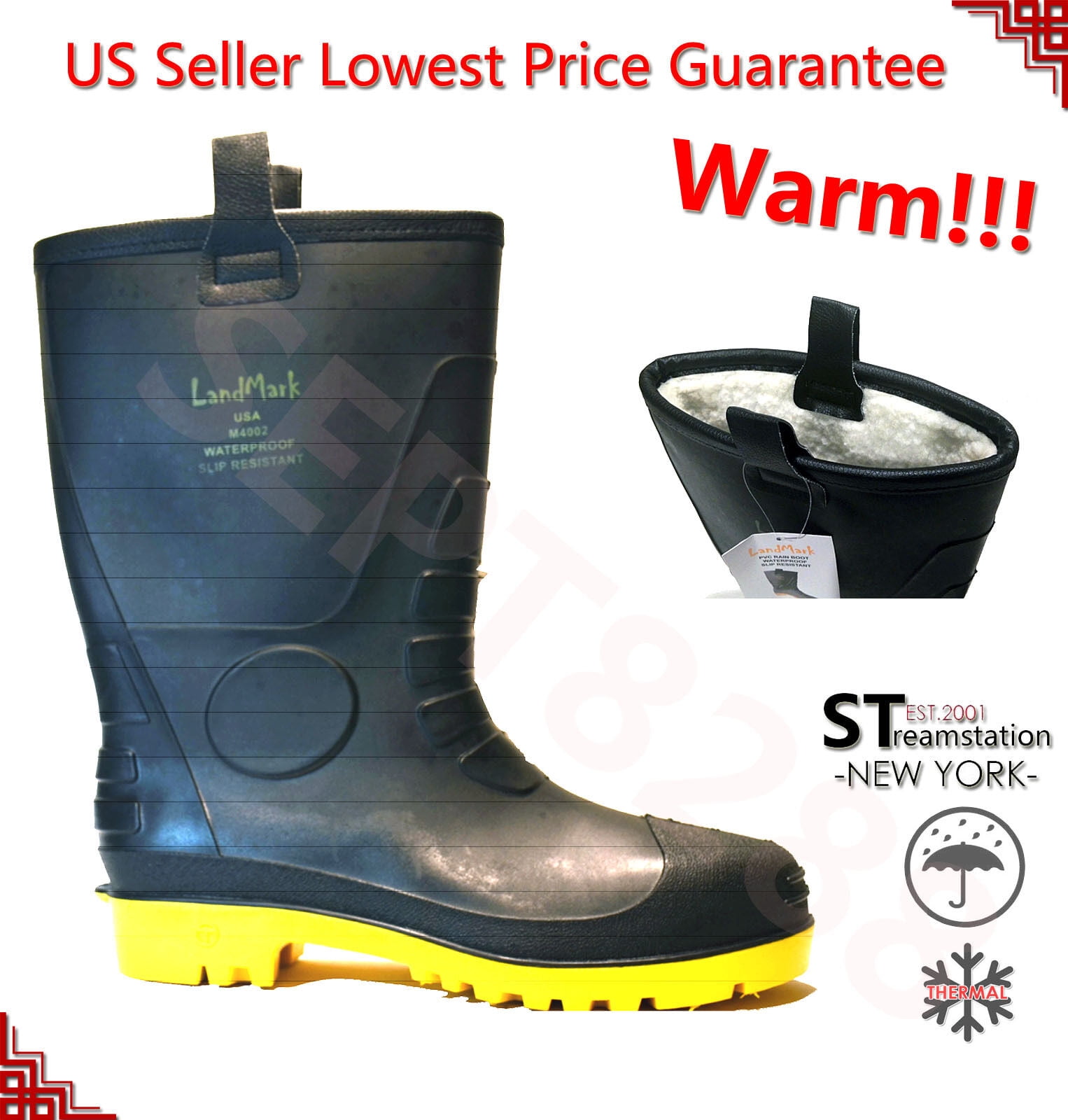 L&M Winter Snow Rain Boots with Thermolite insulation and waterproof rubber construction