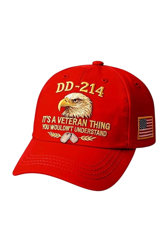 L Men'S Military Service Baseball Cap With Veteran Design And Adjustable Strap For Everyday Wear Red