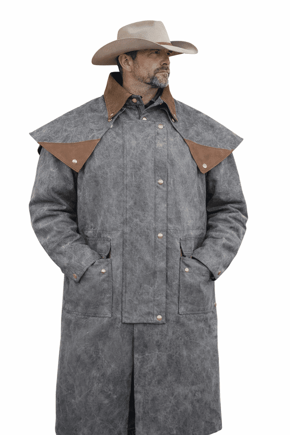 L Mens Oilskin Western Australian Waterproof Duster Coat Jacket 23101GR