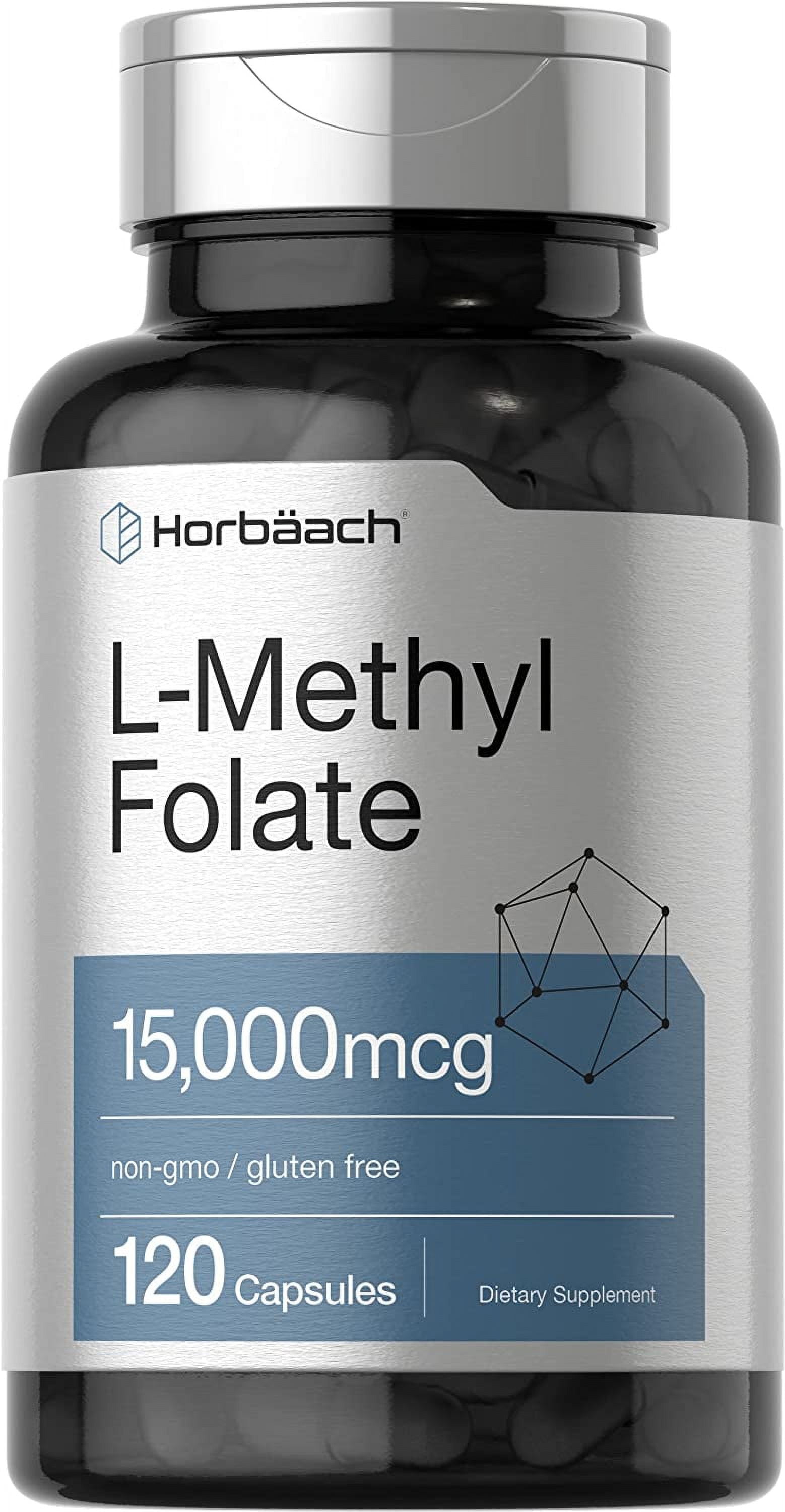 L Methylfolate 15000 mcg | 120 Capsules | Methyl Folate 5-MTHF | by Horbaach