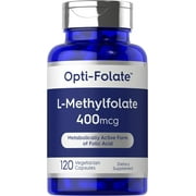 L Methylfolate 400mcg | 120 Capsules | Vegetarian | Non-GMO, Gluten Free | Optimized and Activated Methyl Folate | by Opti-Folate