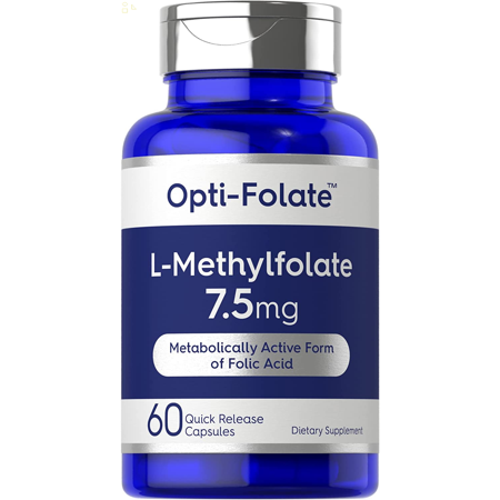 L Methylfolate 7.5 Mg | 60 Capsules | Optimized and Activated | Non-Gmo, Gluten Free | Methyl Folate, 5-MTHF