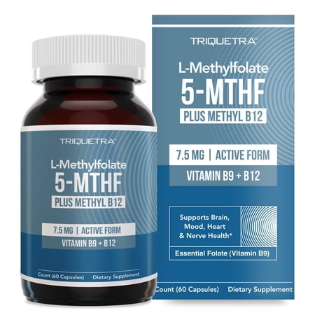 Triquetra Health L-Methylfolate (7.5 mg) Plus Methyl B12 Capsules