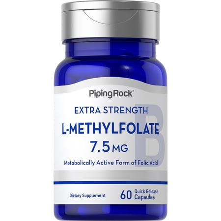 L Methylfolate 7.5mg | 60 Capsules | Active Folic Acid for Men and Women | by Piping Rock
