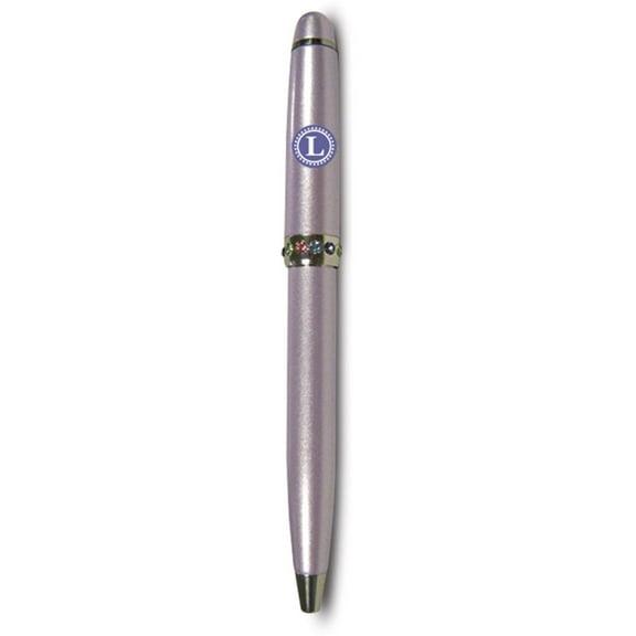 Pavilion Gift Company - "L" Monogrammed Purple Pen - 4.25" with Colored Gems