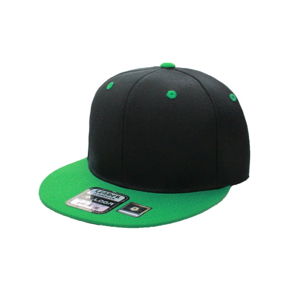L.O.G.A. Plain Adjustable Snapback Hats Caps Flat Bill Visor - Black Green
