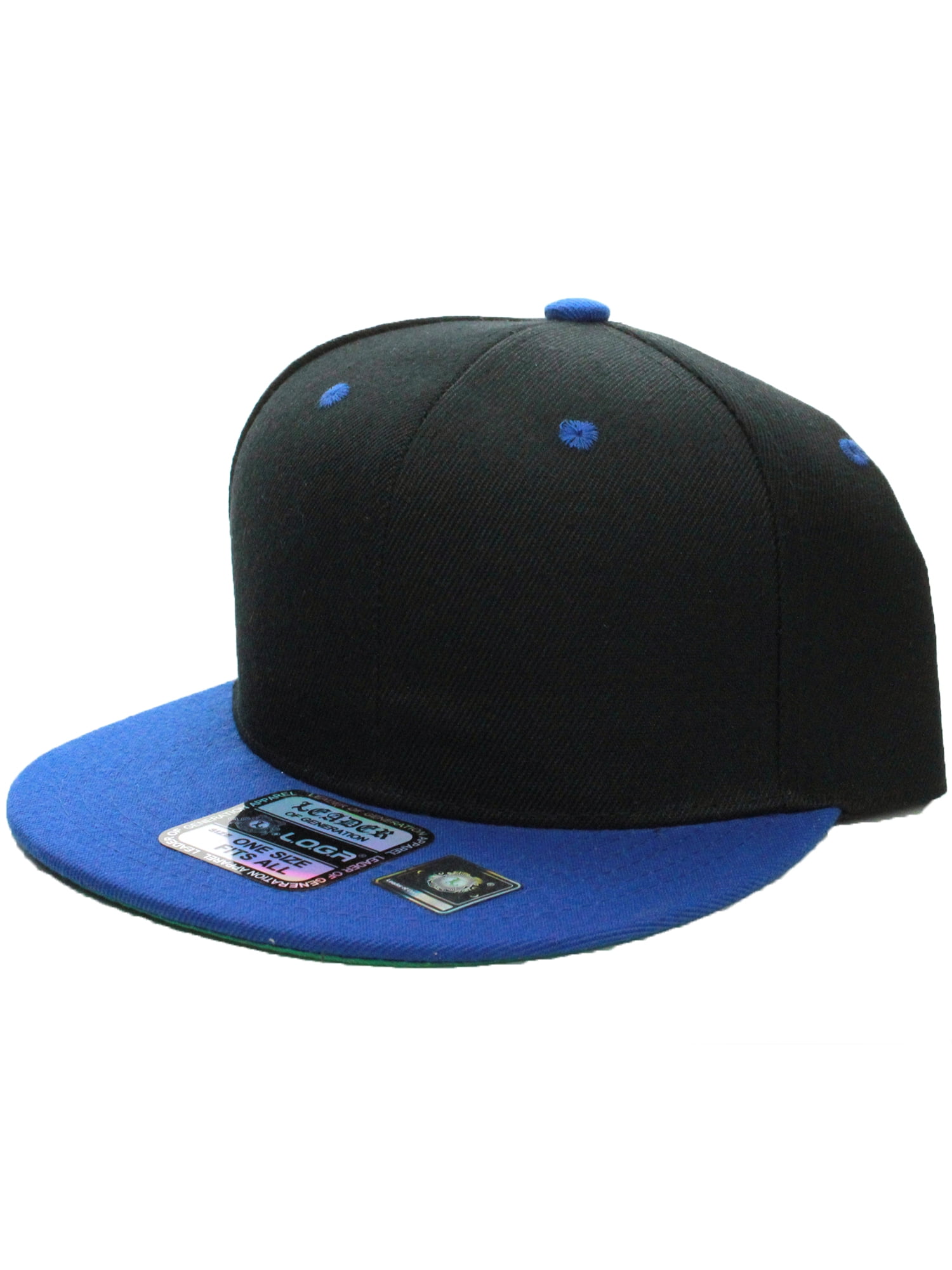 L.O.G.A. Plain Adjustable Snapback Hats Caps Flat Bill Visor - Navy