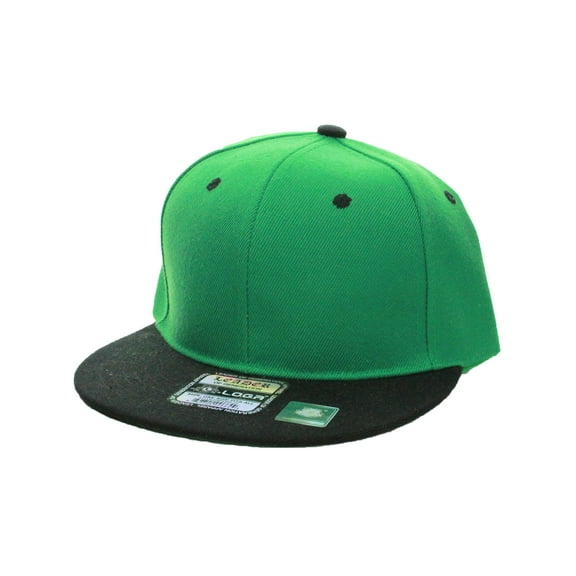 L.O.G.A. Plain Adjustable Snapback Hats Caps Flat Bill Visor - Green Black