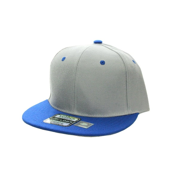 L.O.G.A. Plain Adjustable Snapback Hats Caps Flat Bill Visor - Light Gray Royal