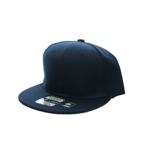 L.O.G.A. Plain Adjustable Snapback Hats Caps Flat Bill Visor - Navy