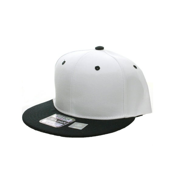 L.O.G.A. Plain Adjustable Snapback Hats Caps Flat Bill Visor - White Black