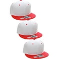 thumbnail image 1 of L.O.G.A Plain Flat Bill Visor Blank Snapback Hat Cap with Adjustable Snaps - 3 Pk - Wh/Red, Wh/Red, Wh/Red, 1 of 1