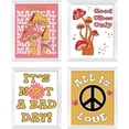 thumbnail image 1 of L&O Goods Hippy Mushroom Wall Art | Hippie Decor, Retro, Funky Wall Art for Home,Bedroom for Boys or Girls Room |Hippie Posters, Mushroom Art and Positive Quotes | Framed Poster Size 8 X 10 | Set of 4, 1 of 1