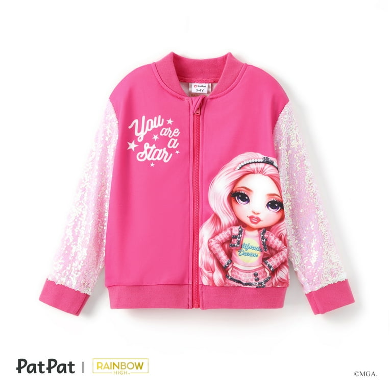 L.O.L. Surprise Girls Bomber Jacket Rainbow High Bella Graphic Sequins Varsity Jacket Sizes 3 11