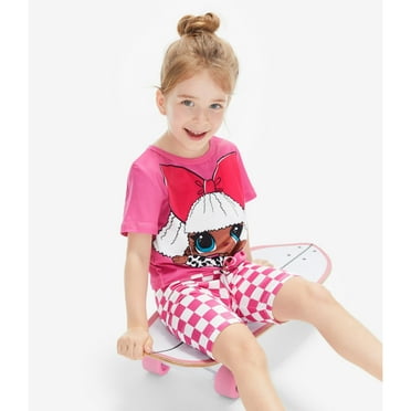 L.O.L. SURPRISE! Girls Graphic Short Sleeves T-shirt with Plaid Shorts 2 Pieces Outfit Sets,Sizes 3-10