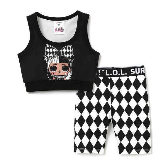 L.O.L. SURPRISE! Girls Graphic Sleeveless Top with Plaid Leggings 2 Pieces Outfit Sets,Sizes 3-10