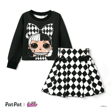 L.O.L. SURPRISE! Kid Girls Graphic Sweatshirt with Plaid Skirt 2 Pieces Outfit Sets,Sizes 6-12