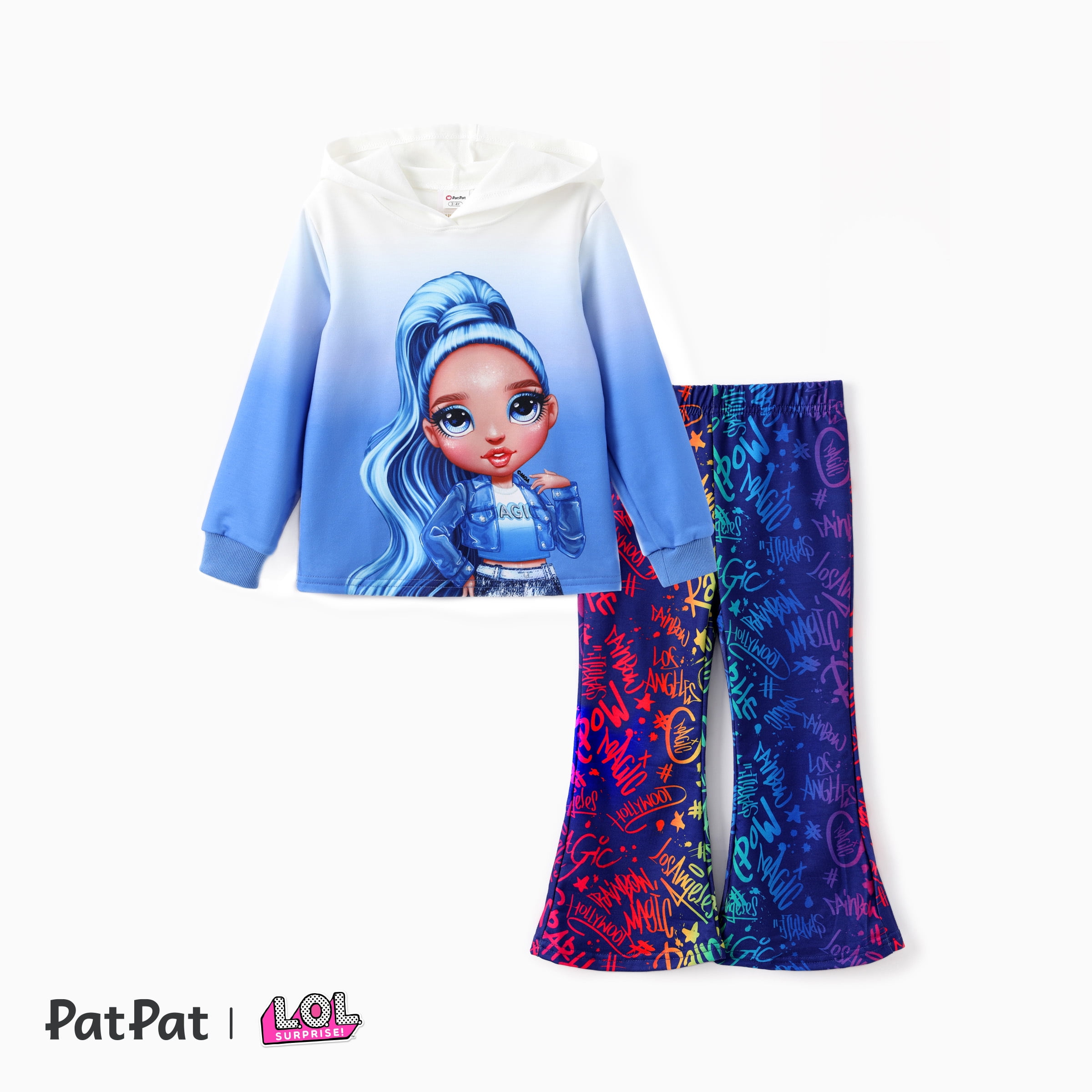 L.O.L Surpries Toddler Girls Characters Print Long Sleeve Hoodie Sweatshirt and Colorful Flared Pants 2 Pieces Outfit Sets Sizes 3 11 Walmart Business Supplies