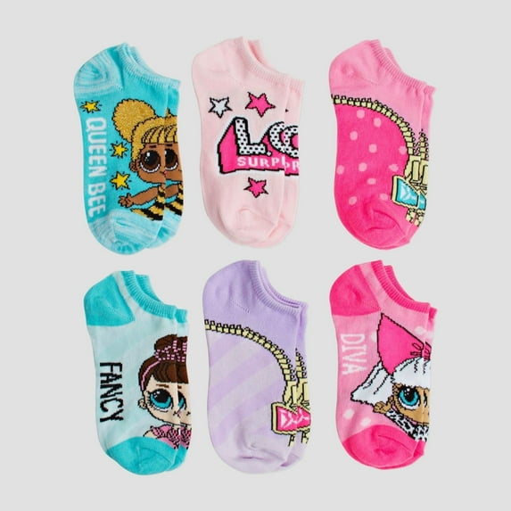 L.O.L Surprise! ASSORTED MULTI Girls 6-Pk. No-Shows Socks, US 6-8.5 Girls