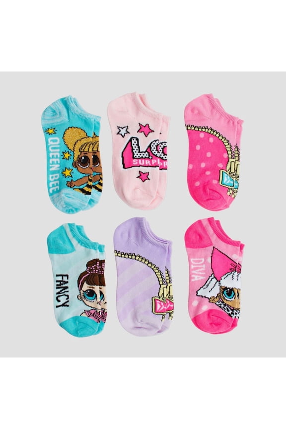 L.O.L Surprise! ASSORTED MULTI Girls 6-Pk. No-Shows Socks, US 6-8.5 Girls