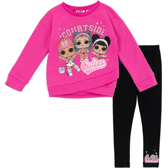 L.O.L. Surprise! Big Girls Pullover Fleece Sweatshirt and Leggings Outfit Set
