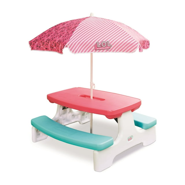 L.O.L Surprise! Birthday Party Kids Picnic Table with Umbrella, Great Gift for Kids Ages 4, 5, 6+