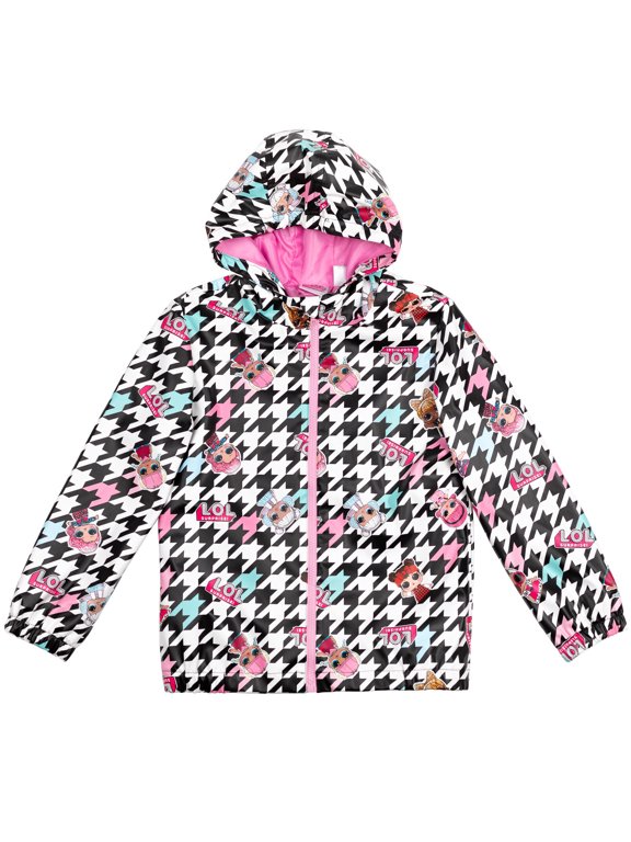 Coconut Q.T. Dawn Surfer Babe Little Girls Zip Up Waterproof Rain Jacket Little Kid to Big Kid