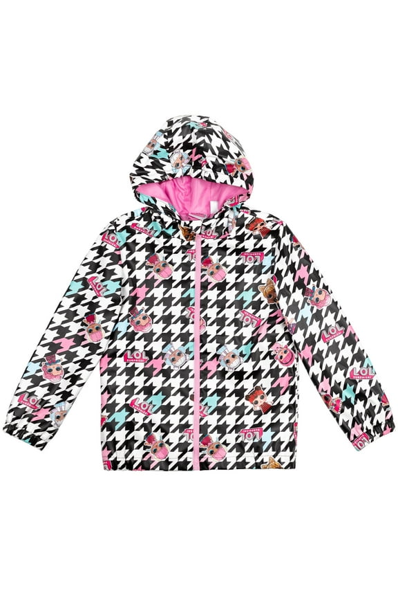 Coconut Q.T. Dawn Surfer Babe Little Girls Zip Up Waterproof Rain Jacket Little Kid to Big Kid