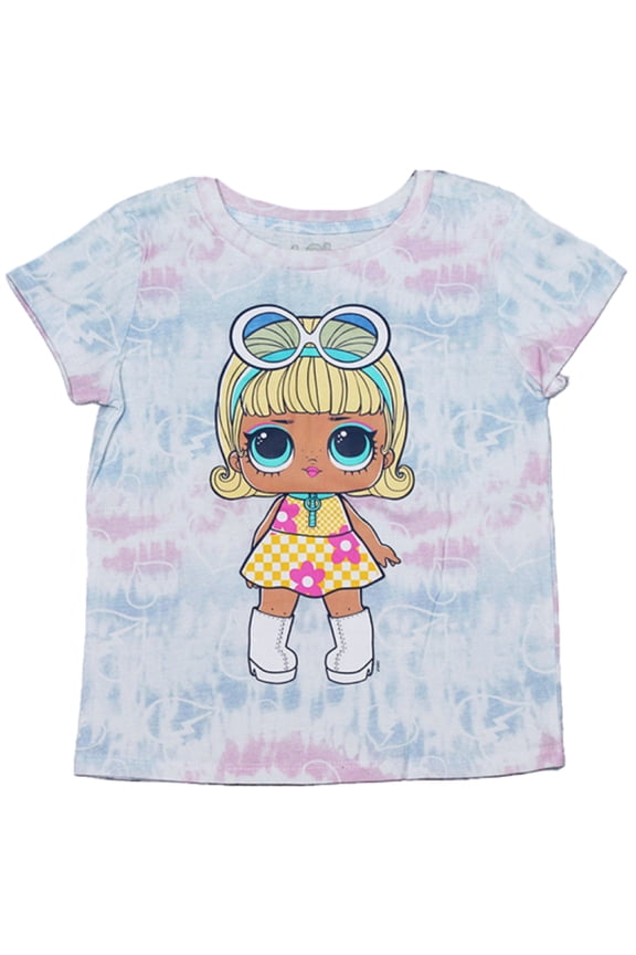 L.O.L. Surprise Doll Big Girl's Tie Dye Graphic Print Short Sleeve T-Shirt (Large 10-12)