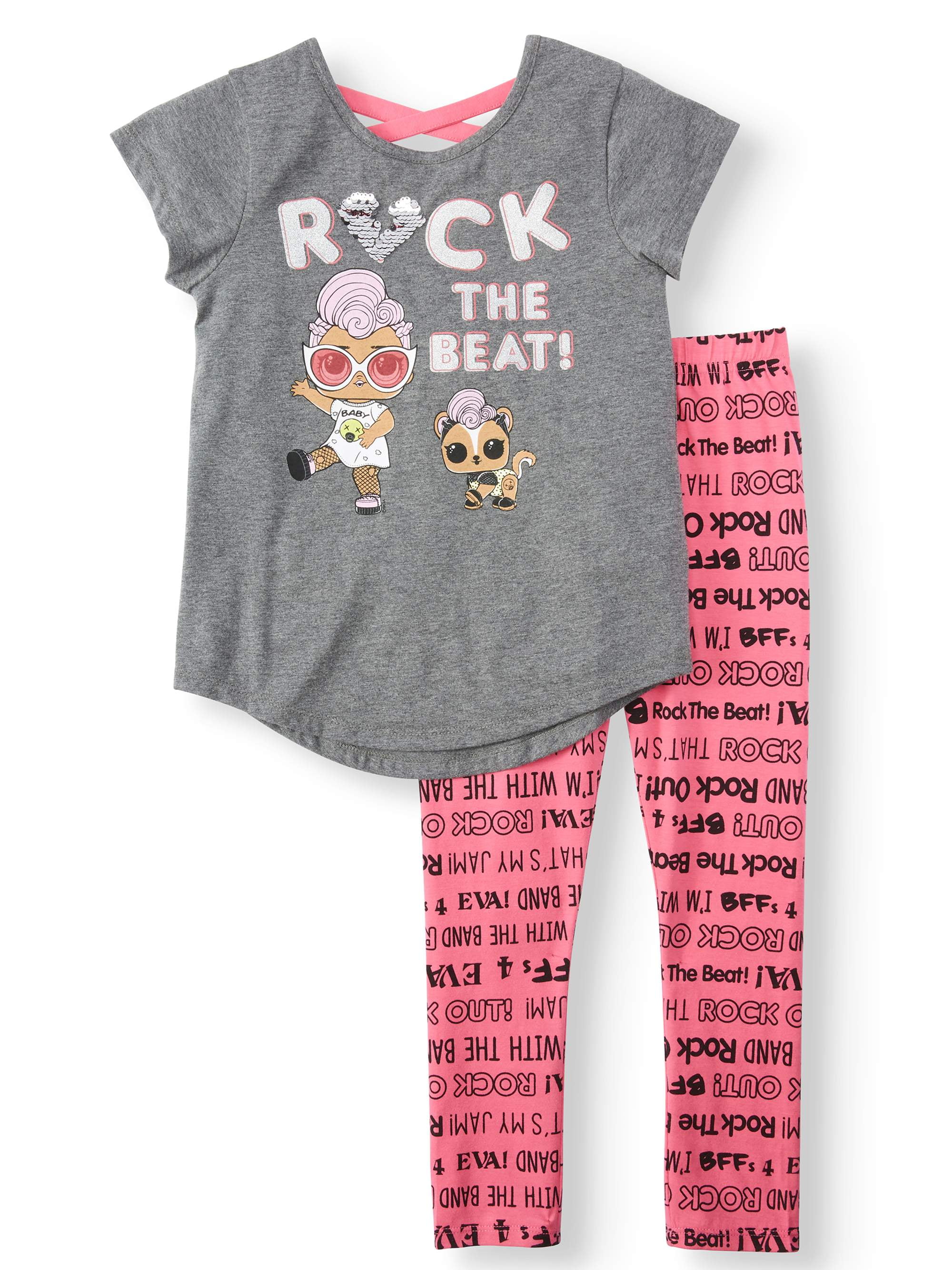 Surprise! Flip Sequin Cross Back T-Shirt and Legging,