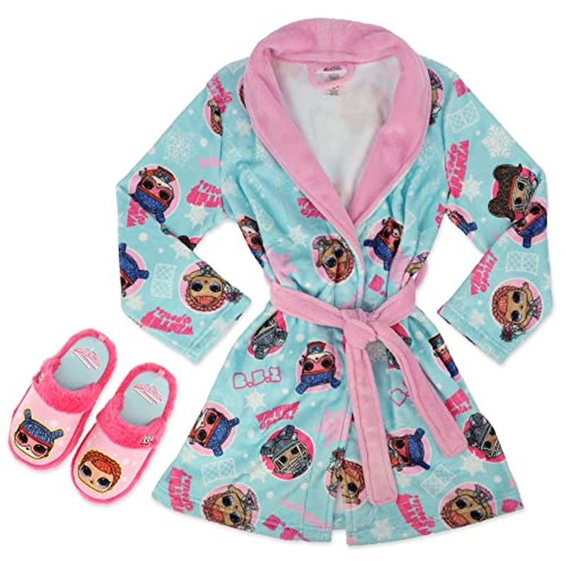 L.O.L. Surprise Girl s Winter Snowflake Bathrobe and Slippers Size M 7 8 Walmart
