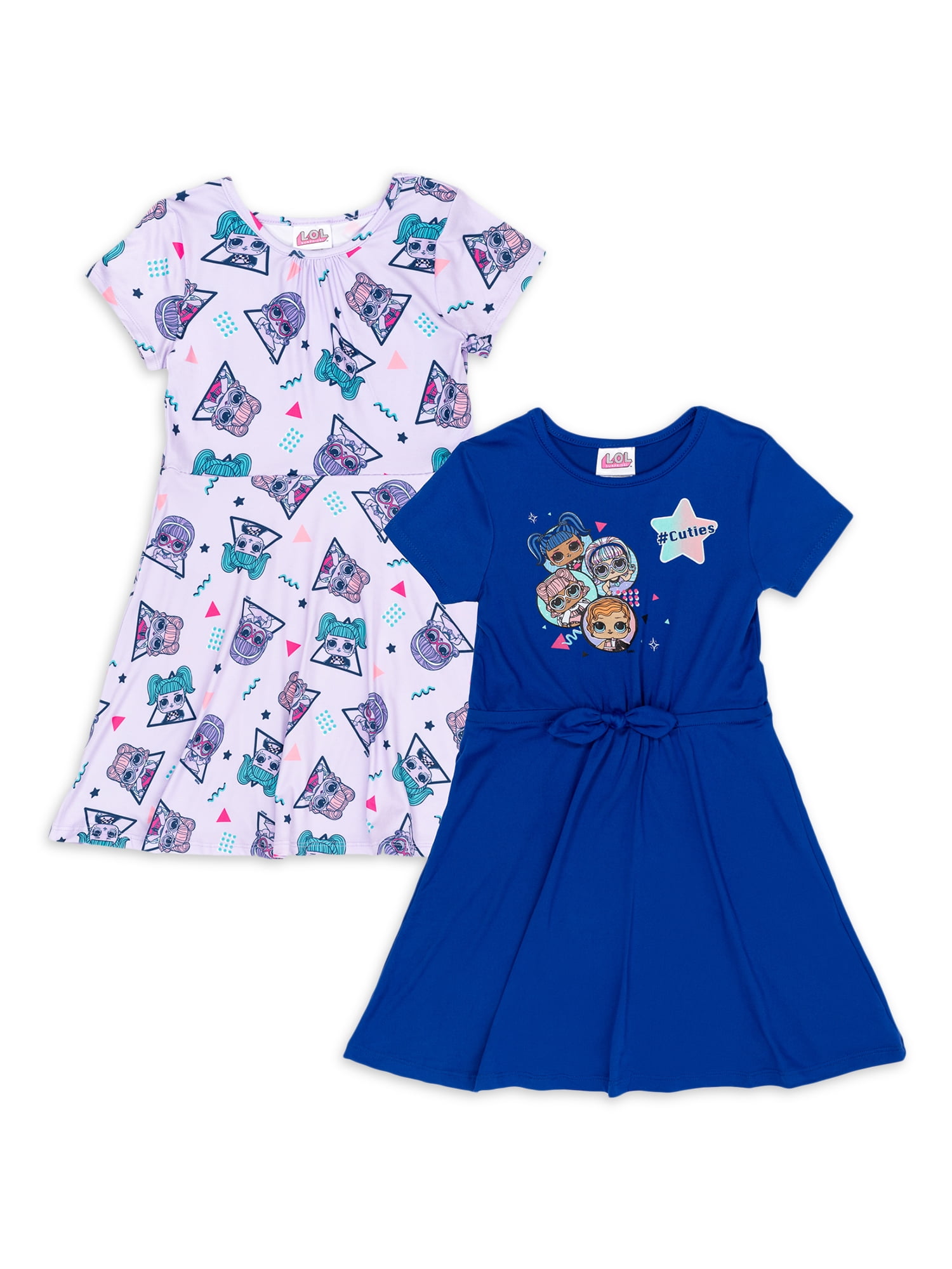 L.O.L. Surprise! Girls 2-Pack Short Sleeve Dresses, Sizes 4-12 