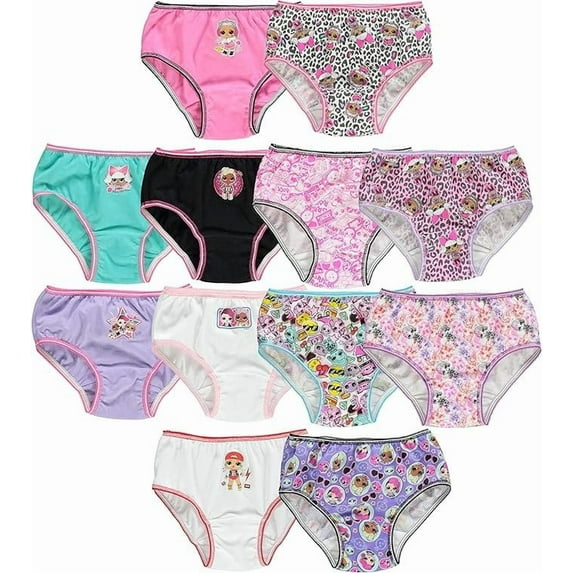L.O.L. Surprise! Girls 12-Days Advent 100% Combed Cotton Underwear Box for Holiday Fun in Sizes 4, 6 and 8