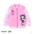 thumbnail image 1 of L.O.L. Surprise! Girls Bomber Jacket Pink Sequins Graphic Lightweight Zip-Up Varsity Jacket Sizes 3-8, 1 of 7
