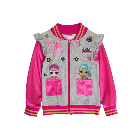 L.O.L Surprise! Girls Bomber Sequin Jacket 'Time to Shine' (Pink, Large 10/12)