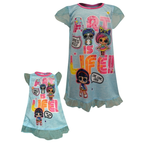L.O.L. Surprise! Girls LOL Surprise Art is Life Nightgown with Matching Doll Gown (8)