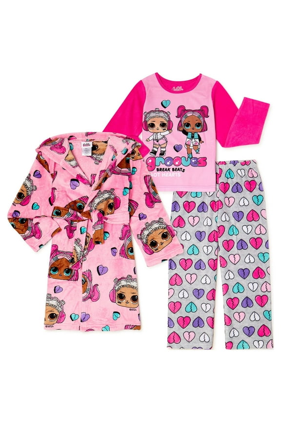 Girls Pajama Robe Set, 3-Piece, Sizes