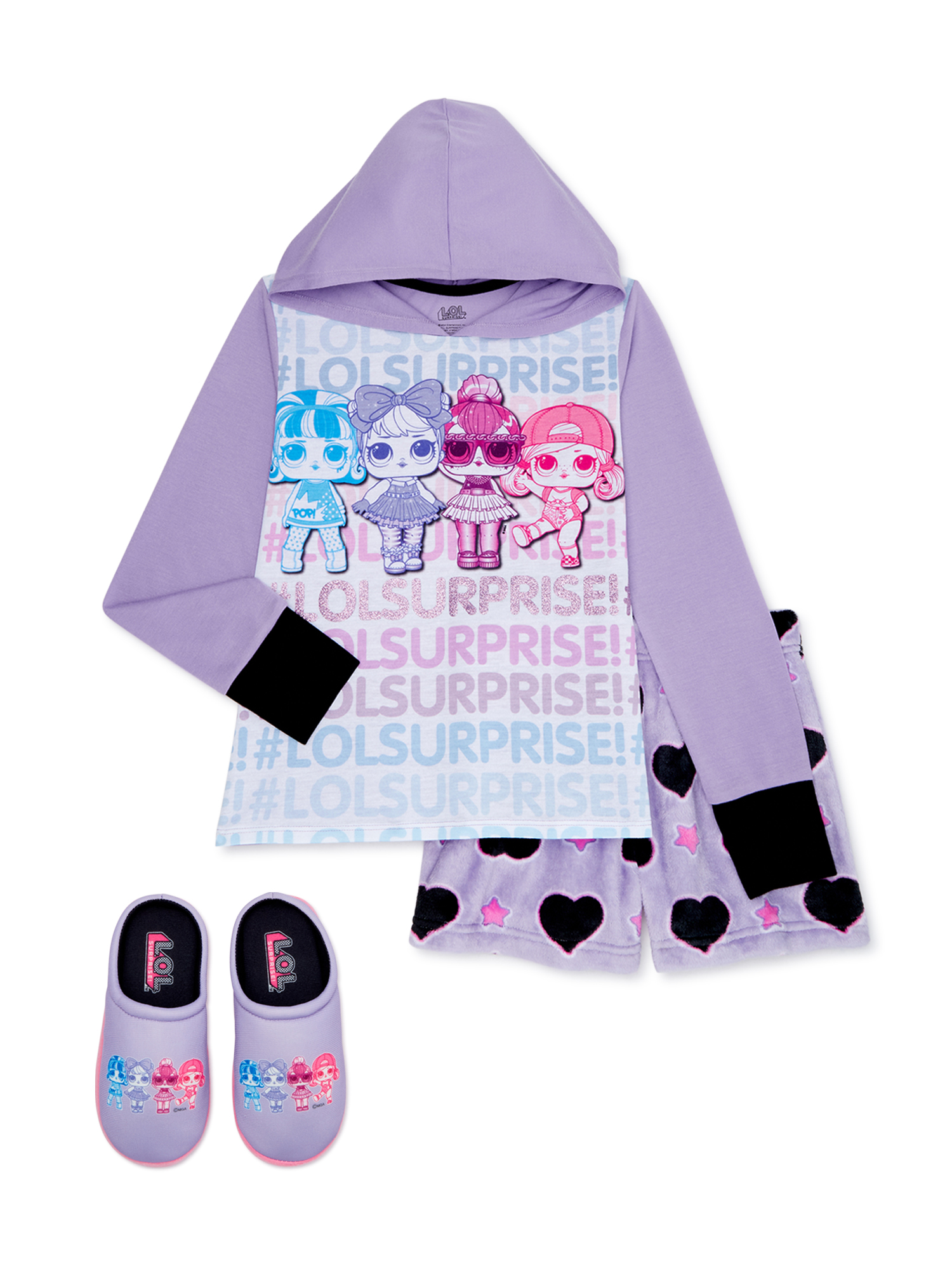 L.O.L Surprise! Girls Pajama with Cozy Plush Shorts & Slippers, Sizes 4-12 - image 1 of 3