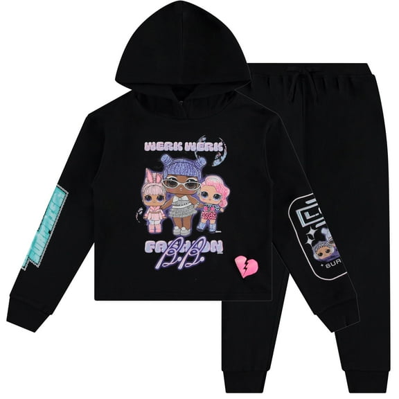 L.O.L. Surprise! Girls Pullover Hoodie and Jogger Sweatpants Clothing Set- Little and Big Girls Sizes 4-16