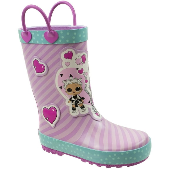 L.O.L. Surprise! Girls Rainboots, Fancy and Fresh, 100% Rubber, Waterproof with Easy-on Handles, Purple, 9-10