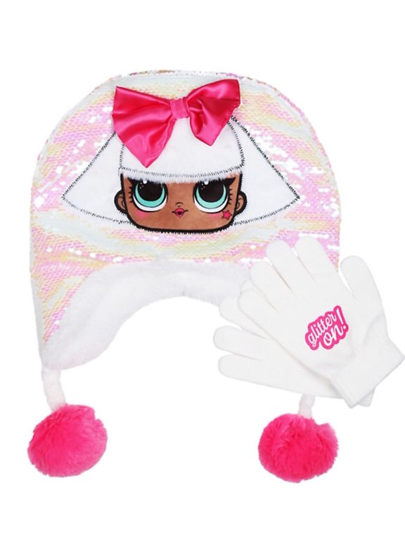 Girls' Reversible Sequin Hat and Gloves 2-Piece Set (One Size)