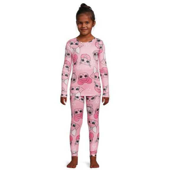 L.O.L. Surprise! Girls Snug Fit Long Sleeve Top and Pants, 2-Piece Pajama Set, Sizes 4-10