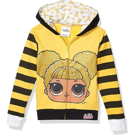 L.O.L. Surprise! Girls' The Glitterati Crystal Queen Big Face Zip-up Hoodie