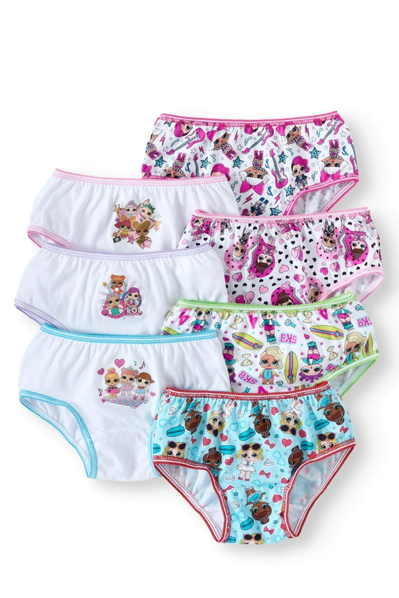 Girls Underwear, 7 Pack Brief Panties Sizes 4 - 8