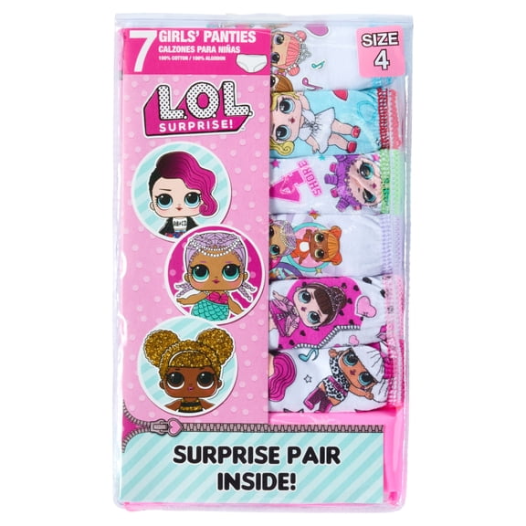 L.O.L. Surprise! Girls Underwear, 7 Pack Brief Panties Sizes 4 - 8