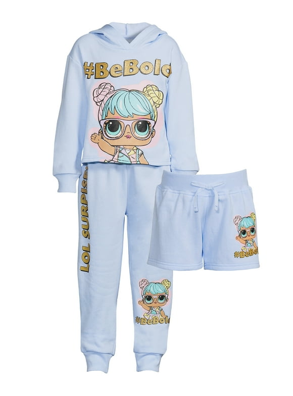 L.O.L. Surprise! Hoodie, Jogger and Shorts Outfit Set, 3-Piece, Sizes 4-16