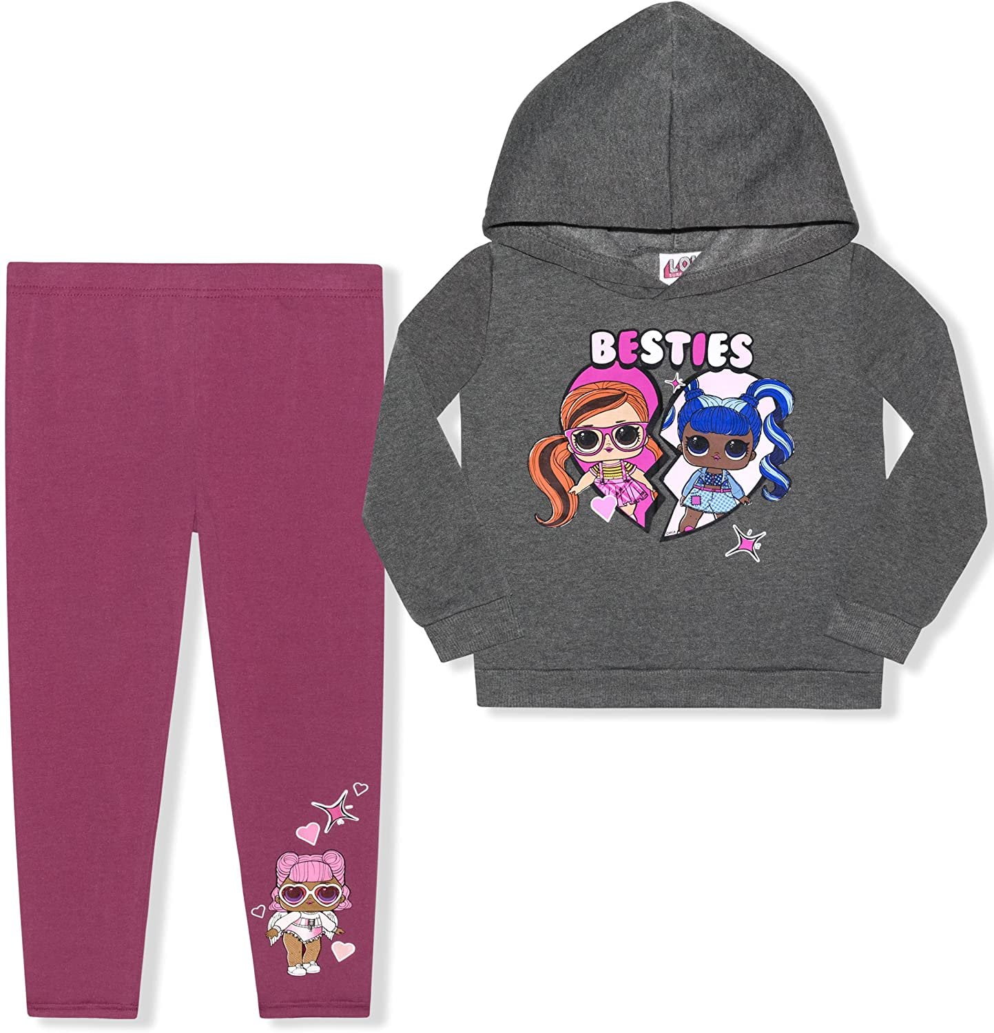 L.O.L. Surprise Brandclub L.O.L. Surprise Jelly Jam and Peanut Buttah Girls 2 Piece Hoodie and Legging Set 4 6X
