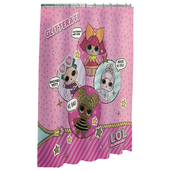 L.O.L. Surprise! Kids Fabric Shower Curtain LOL Glitter Surprise Pink Bath Decor