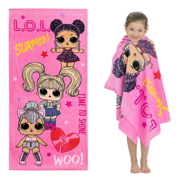 L.O.L. Surprise! Kids Super Soft Cotton Beach and Bath Towel, 28 x 58 , Pink