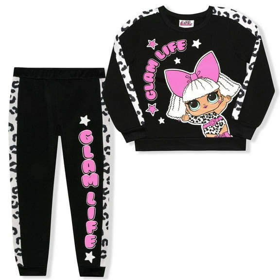L.O.L. Surprise! LOL Surprise Dolls, and Girls 2 Piece Crewneck Character Long Sleeve and Jogger Set, 8-20